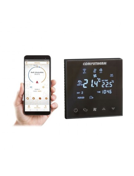 Computherm E300 FC programozható digitális Wi-Fi fan-coil termosztát 2- és 4-csöves rendszerekhez Computherm E300 FC programozható digitális Wi-Fi fan-coil termosztát 2- és 4-csöves rendszerekhez
