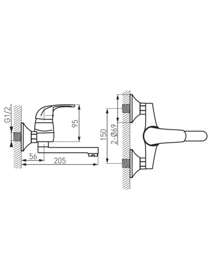 Ferro Vasto fali mosdó csaptelep Ferro Vasto fali mosdó csaptelep