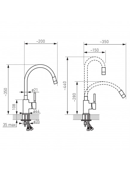 Ferro Zumba egykaros mosogató csaptelep elasztikus fehér kifolyócsővel BZA4W