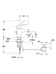 Mofém Mambo 5 mosdó csaptelep, lánctartószemmel, flexibilis bekötőcsővel