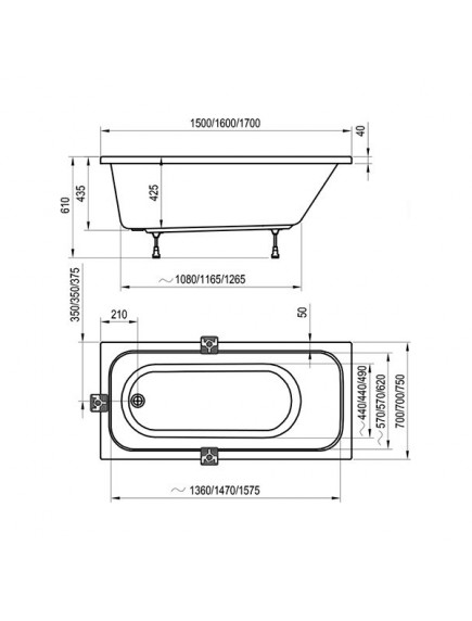 Ravak Chrome akril fürdőkád 1600 x 70 - C731000000 Ravak Chrome akril fürdőkád 1600 x 70 - C731000000