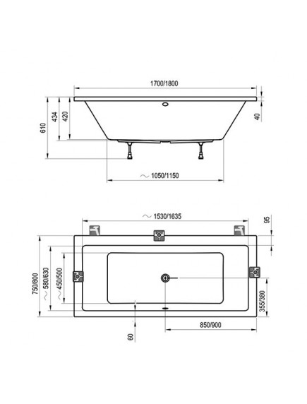 Ravak Formy 01 akril fürdőkád 1800 x 800 - C881000000 Ravak Formy 01 akril fürdőkád 1800 x 800 - C881000000