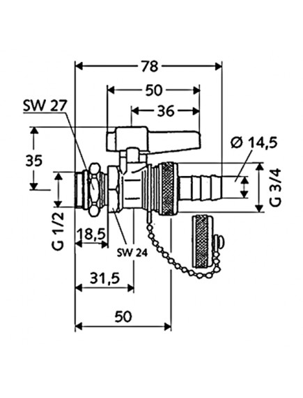 Schell kazántöltő kupakkal nyers réz test 1/2" - 3/4" - 13 994 00 99 Schell kazántöltő kupakkal nyers réz test 1/2" - 3/4" - 13 994 00 99