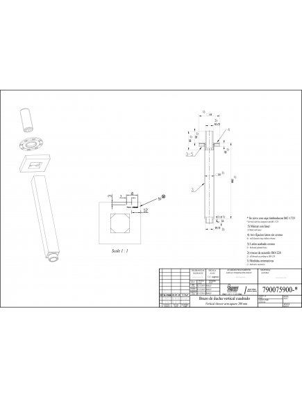 Teka Formentera függőleges zuhanykar 200mm Teka Formentera függőleges zuhanykar 200mm