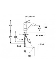 Mofém Junior EVO mosogató csaptelep, álló, kihúzható vízkőmentes kétfunkciós zuhanyfejjel