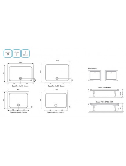 Ravak Gigant Pro 120x90 Chrome zuhanytálca (fehér) Ravak Gigant Pro 120x90 Chrome zuhanytálca (fehér)