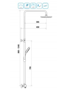 RAVAK Zuhany oszlop termosztátos csapteleppel, állítható fej- és kézizuhannyal