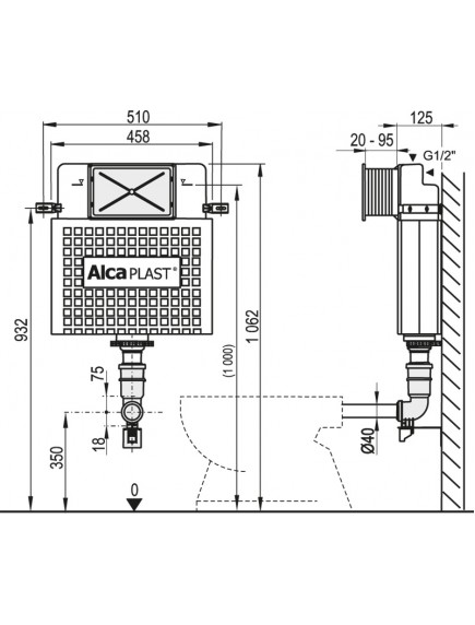 Alcaplast A112 BasicModul beépíthető WC tartály Alcaplast A112 BasicModul beépíthető WC tartály