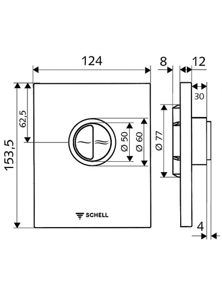 Schell Edition Eco100 Wc tartály nyomólap compact II öblitőhöz, króm Schell Edition Eco100 Wc tartály nyomólap compact II öblitőhöz, króm
